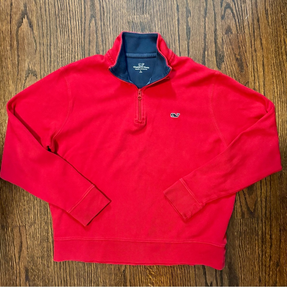 Vineyard Vines Kids Red Quarter-Zip Sweater